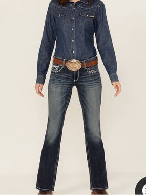 Ariat Dark Blue Bootcut Jeans with Contrast Stitching
